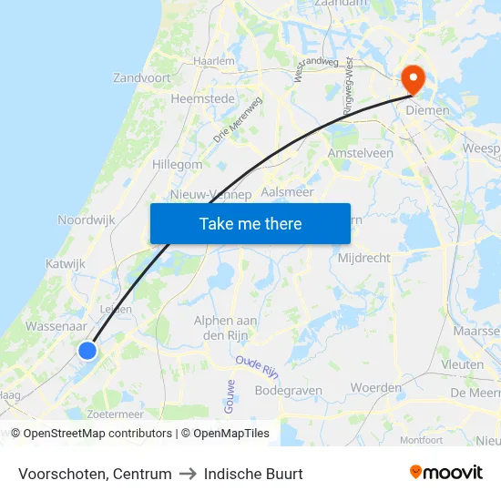 Voorschoten, Centrum to Indische Buurt map