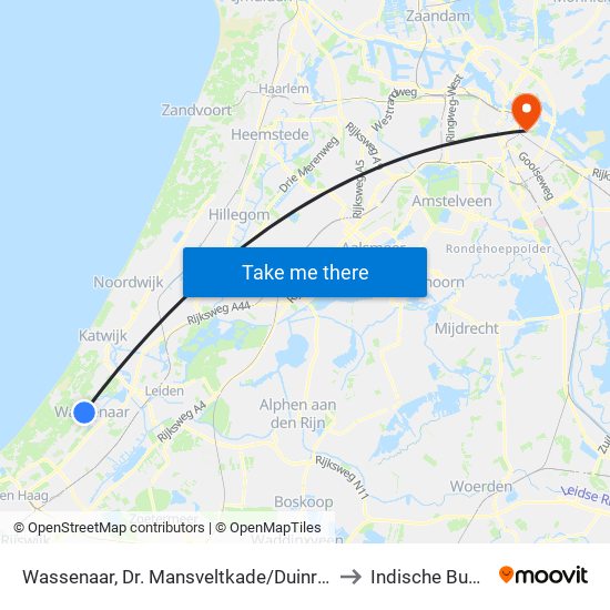 Wassenaar, Dr. Mansveltkade/Duinrell to Indische Buurt map