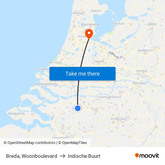 Breda, Woonboulevard to Indische Buurt map