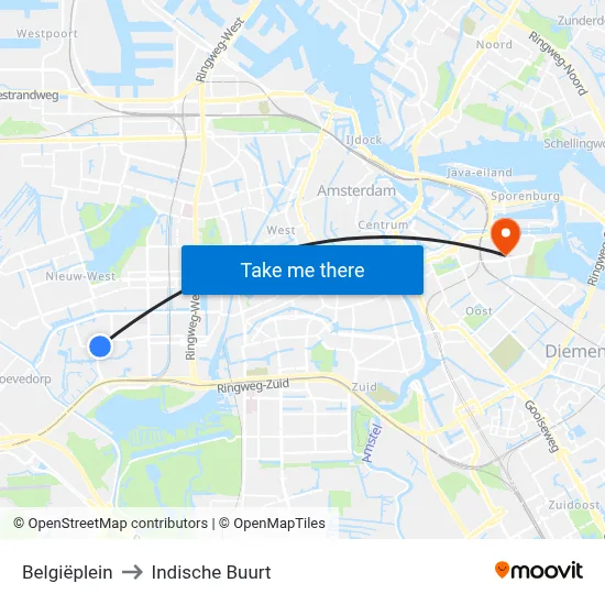 Belgiëplein to Indische Buurt map