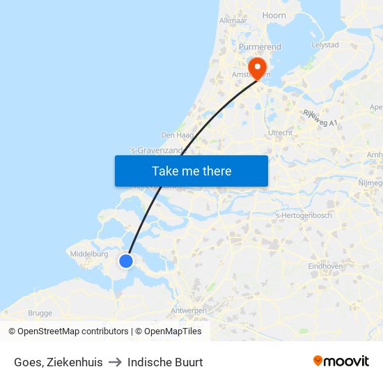 Goes, Ziekenhuis to Indische Buurt map