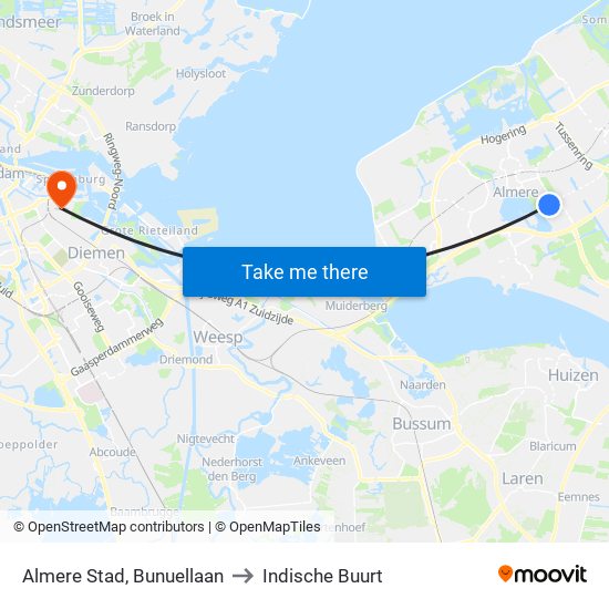 Almere Stad, Bunuellaan to Indische Buurt map