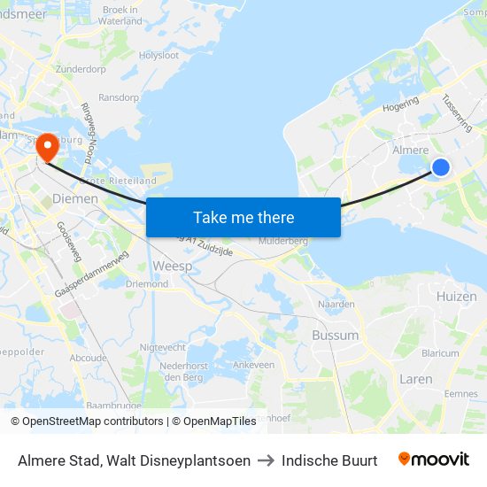 Almere Stad, Walt Disneyplantsoen to Indische Buurt map