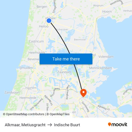 Alkmaar, Metiusgracht to Indische Buurt map