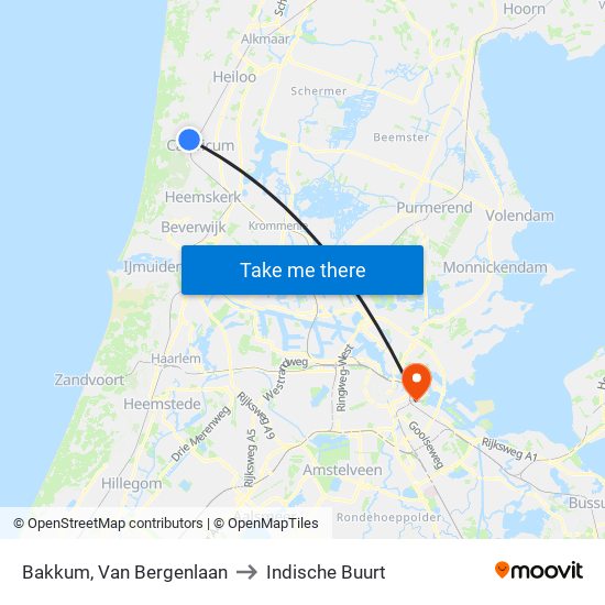 Bakkum, Van Bergenlaan to Indische Buurt map