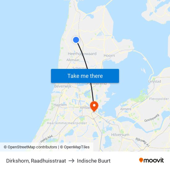 Dirkshorn, Raadhuisstraat to Indische Buurt map