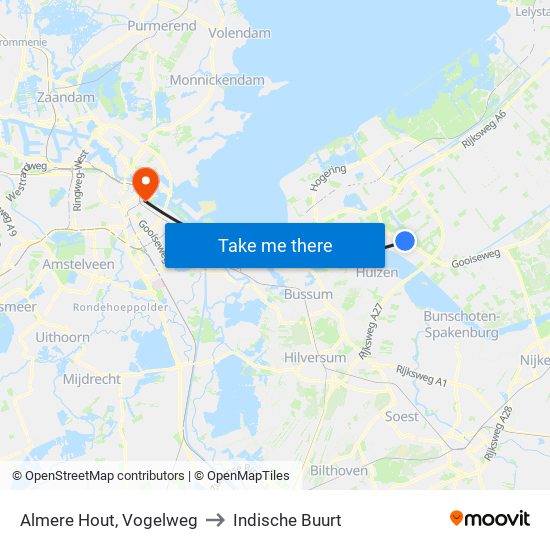 Almere Hout, Vogelweg to Indische Buurt map