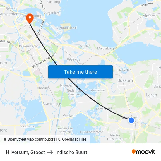 Hilversum, Groest to Indische Buurt map