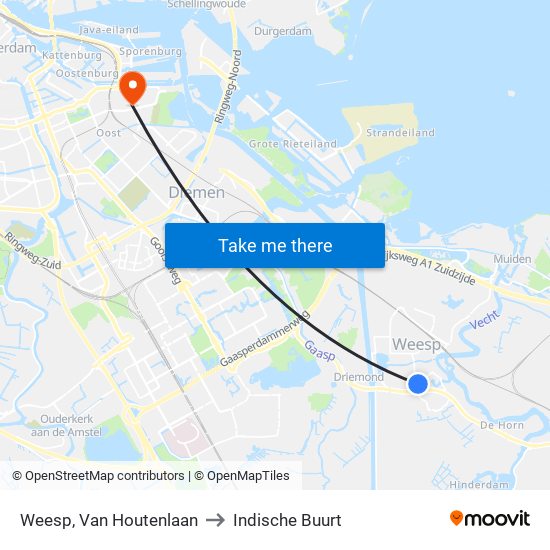 Weesp, Van Houtenlaan to Indische Buurt map