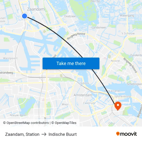 Zaandam, Station to Indische Buurt map