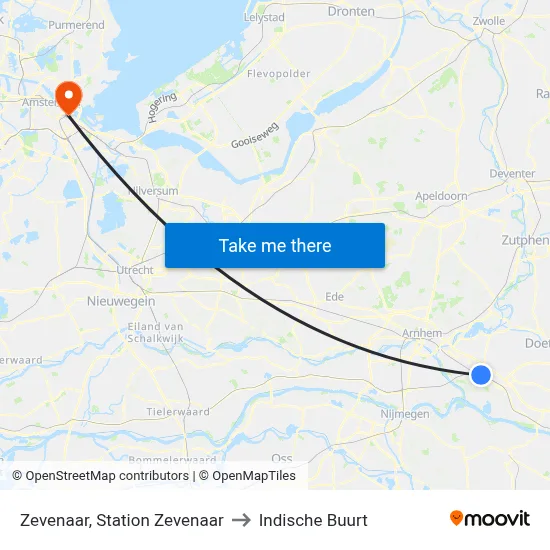 Zevenaar, Station Zevenaar to Indische Buurt map