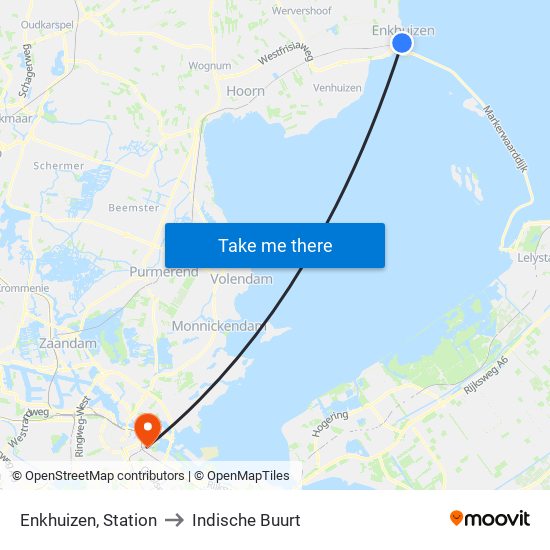 Enkhuizen, Station to Indische Buurt map