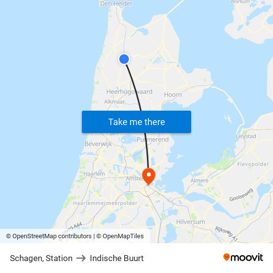 Schagen, Station to Indische Buurt map