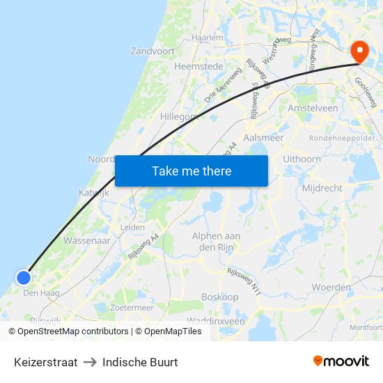 Keizerstraat to Indische Buurt map