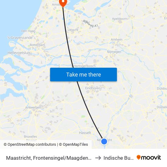 Maastricht, Frontensingel/Maagdendries to Indische Buurt map