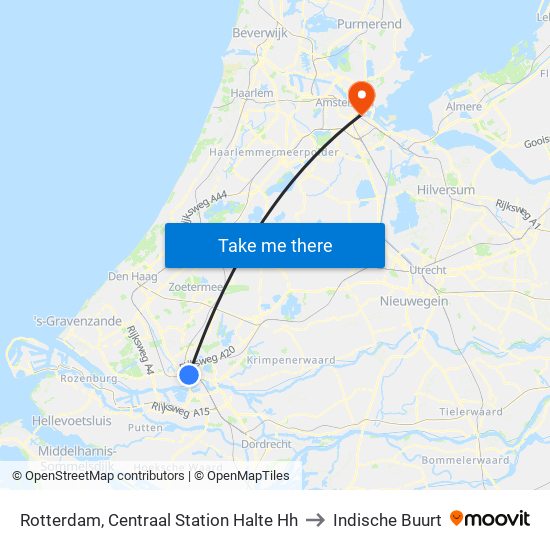 Rotterdam, Centraal Station Halte Hh to Indische Buurt map