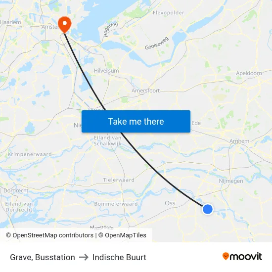 Grave, Busstation to Indische Buurt map
