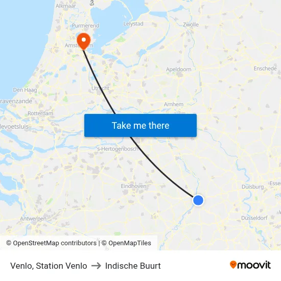 Venlo, Station Venlo to Indische Buurt map
