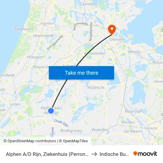 Alphen A/D Rijn, Ziekenhuis (Perron D) to Indische Buurt map