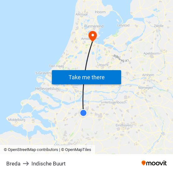 Breda to Indische Buurt map