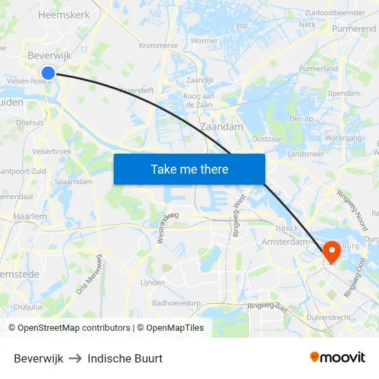 Beverwijk to Indische Buurt map