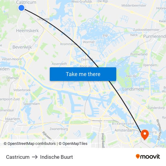 Castricum to Indische Buurt map