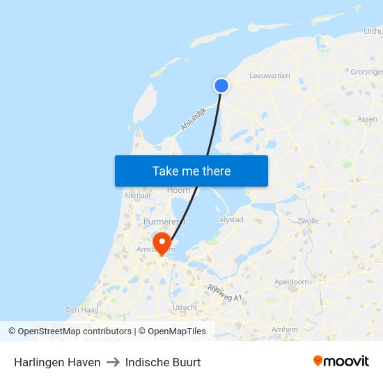 Harlingen Haven to Indische Buurt map