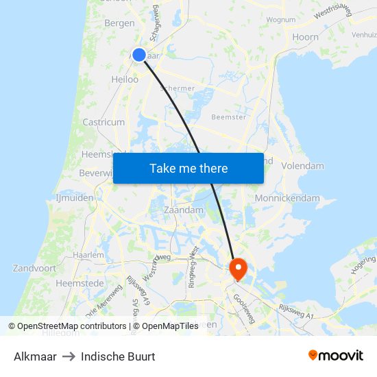 Alkmaar to Indische Buurt map
