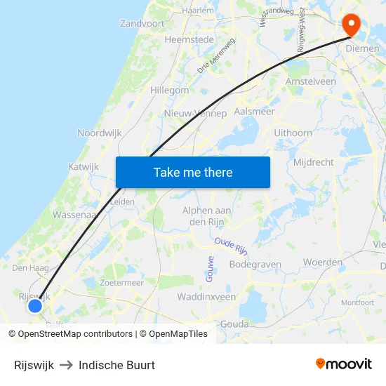 Rijswijk to Indische Buurt map