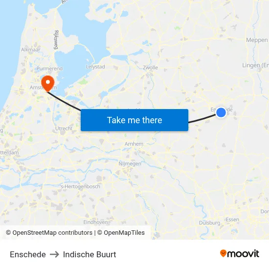 Enschede to Indische Buurt map