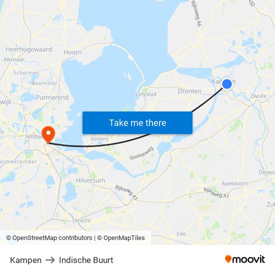 Kampen to Indische Buurt map