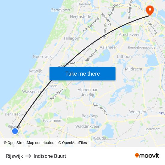 Rijswijk to Indische Buurt map