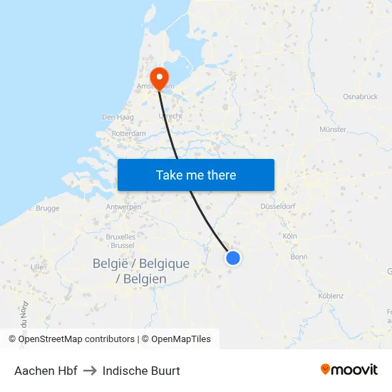 Aachen Hbf to Indische Buurt map