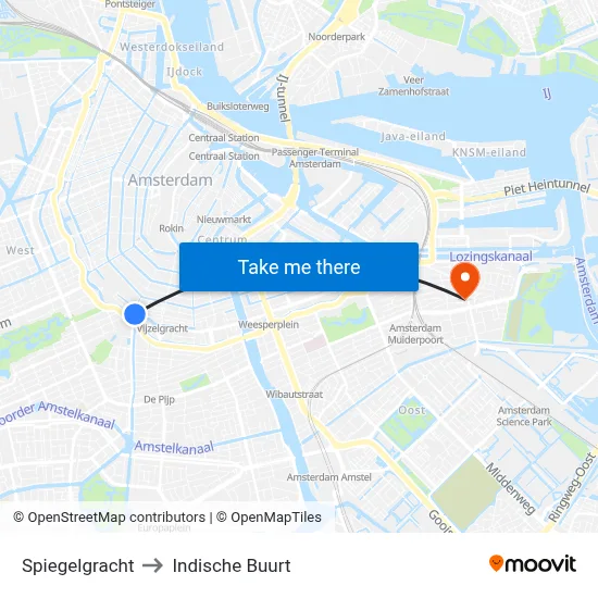 Spiegelgracht to Indische Buurt map