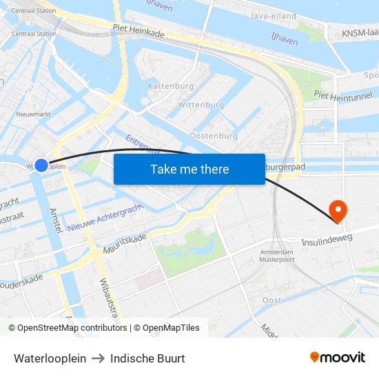 Waterlooplein to Indische Buurt map