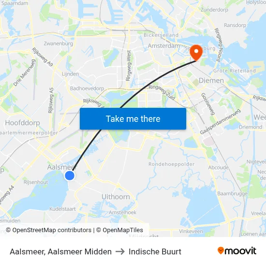 Aalsmeer, Aalsmeer Midden to Indische Buurt map