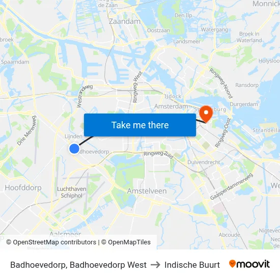 Badhoevedorp, Badhoevedorp West to Indische Buurt map