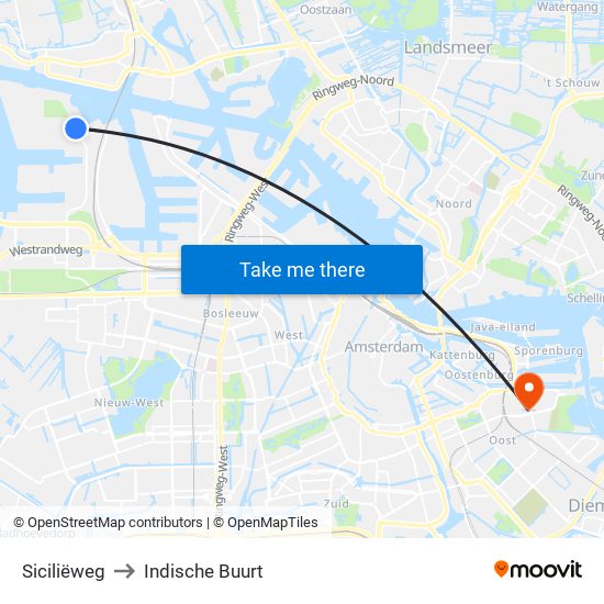 Siciliëweg to Indische Buurt map