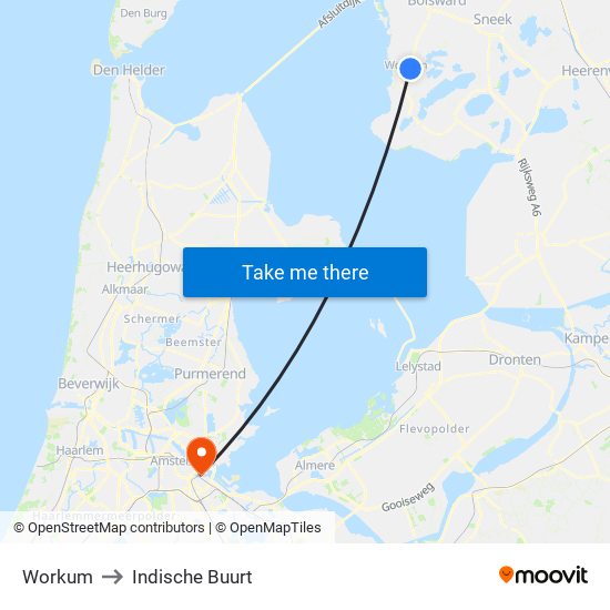 Workum to Indische Buurt map