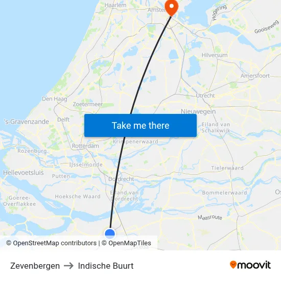 Zevenbergen to Indische Buurt map