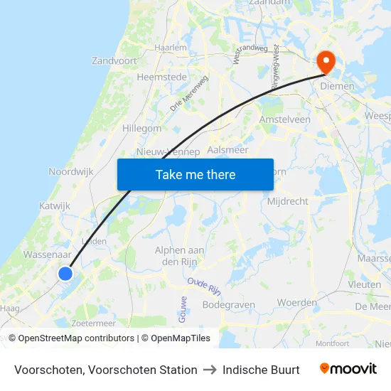 Voorschoten, Voorschoten Station to Indische Buurt map
