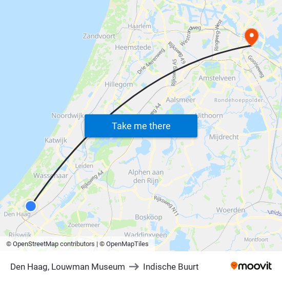 Den Haag, Louwman Museum to Indische Buurt map