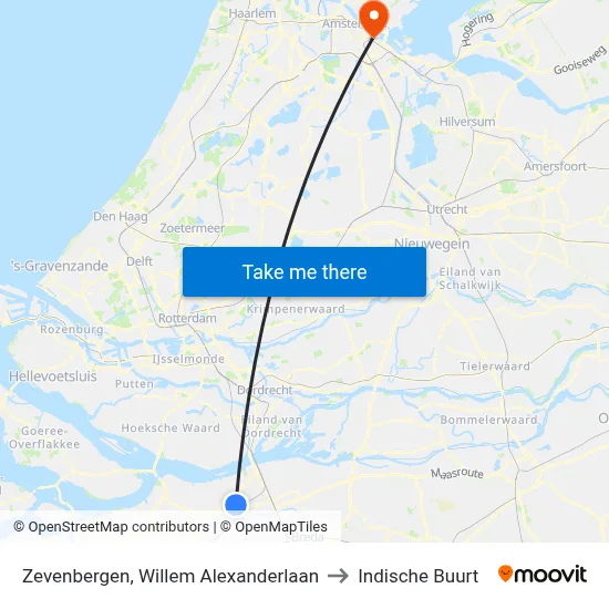 Zevenbergen, Willem Alexanderlaan to Indische Buurt map
