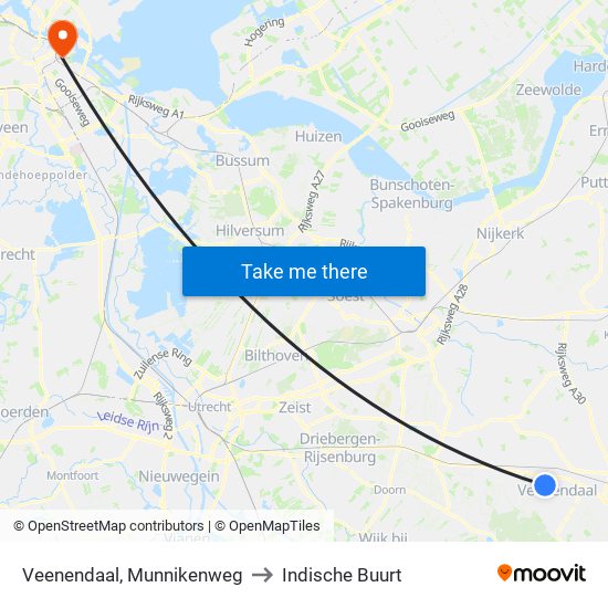 Veenendaal, Munnikenweg to Indische Buurt map