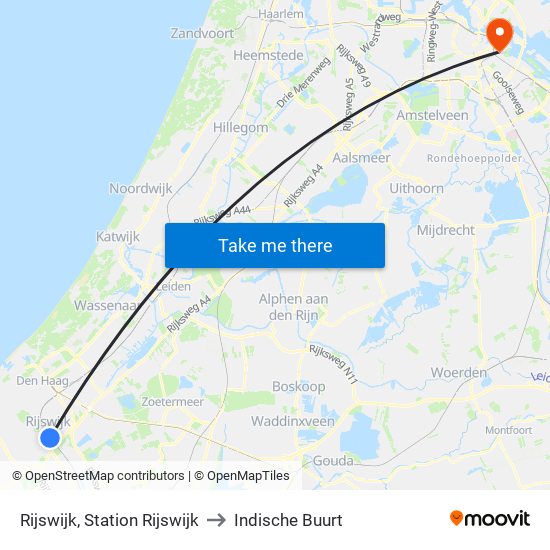 Rijswijk, Station Rijswijk to Indische Buurt map