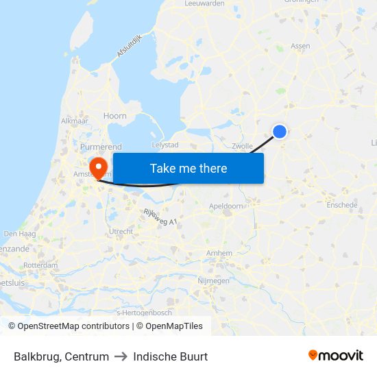 Balkbrug, Centrum to Indische Buurt map