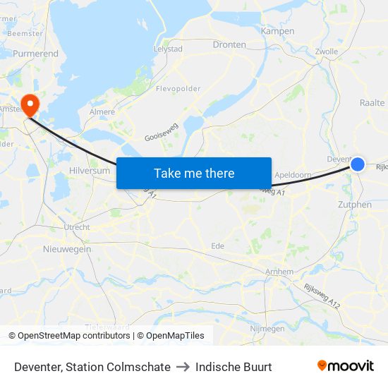 Deventer, Station Colmschate to Indische Buurt map