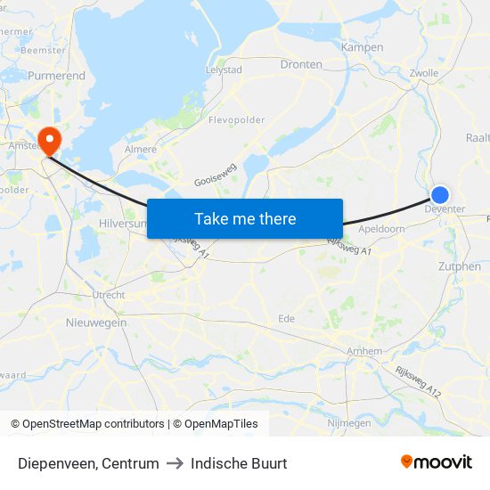 Diepenveen, Centrum to Indische Buurt map