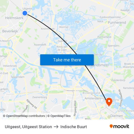 Uitgeest, Uitgeest Station to Indische Buurt map