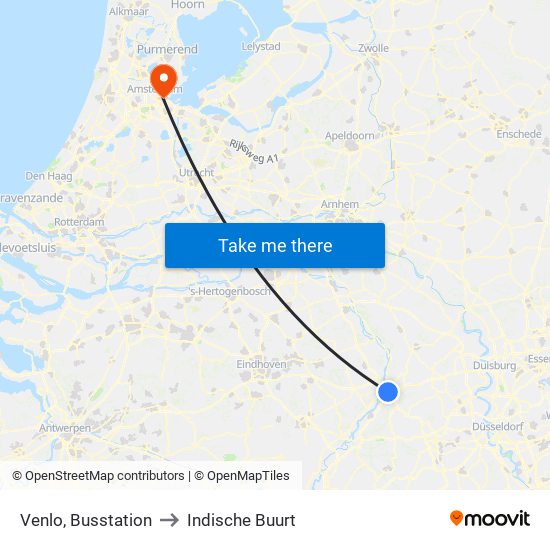 Venlo, Busstation to Indische Buurt map